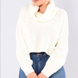 Red Fashion Nova Cowl Neck Cropped Sweater